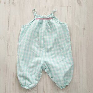 EverBloom Pale Mint Green & White Checkered Sleeveless Baby Girl Romper Size 9 M
